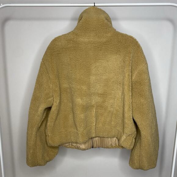 Free People Get Cozy Teddy Jacket Women's Medium Brown Fuzzy Oversize Boho Zip - Picture 6 of 10